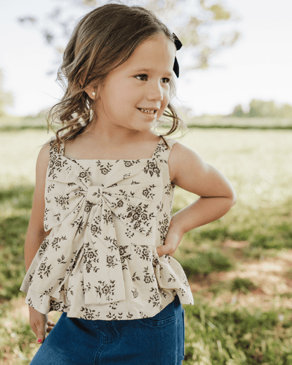 Tilly Bow Front Top - Sepia Garden