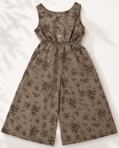 Wren Button Front Jumpsuit - Sepia Garden