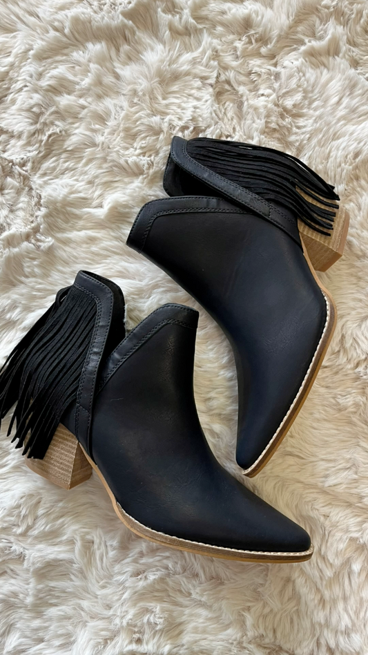 Fringe Booties - Black