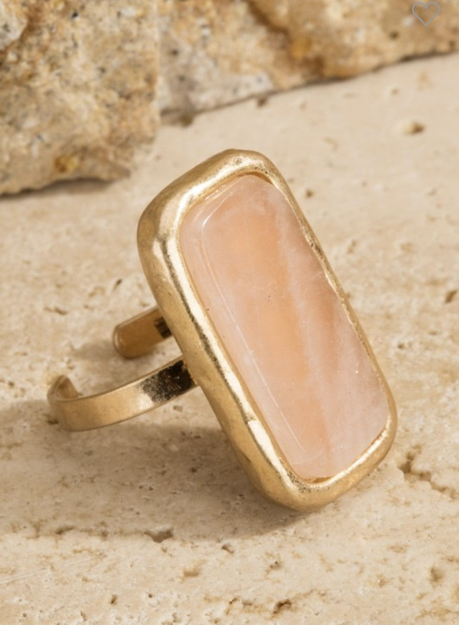 Natural Stone Rectangle Ring