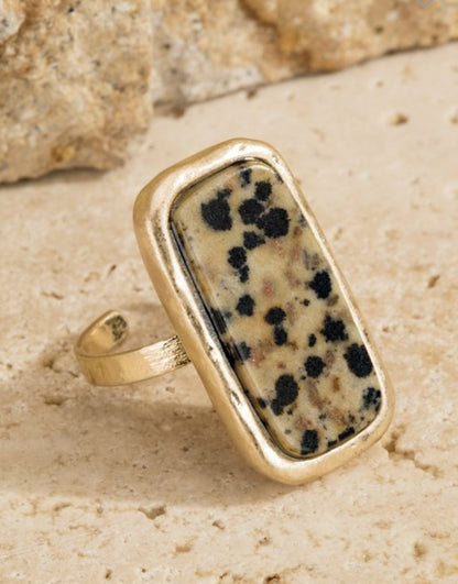 Natural Stone Rectangle Ring